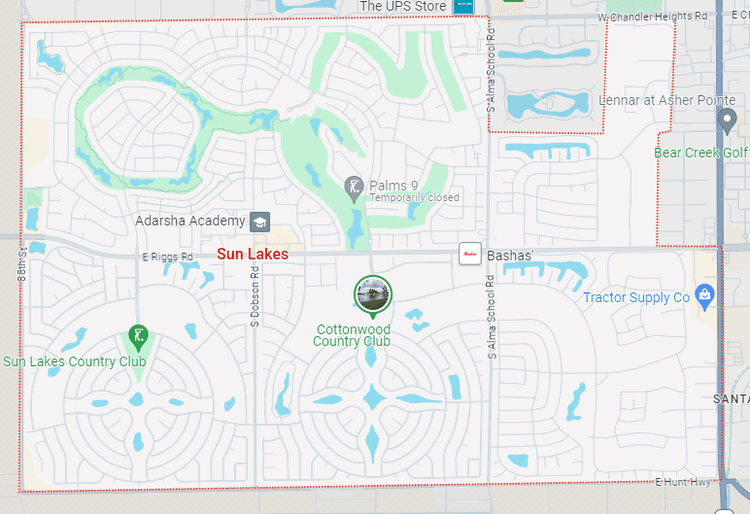 Poop scooping service area Sun Lakes Map